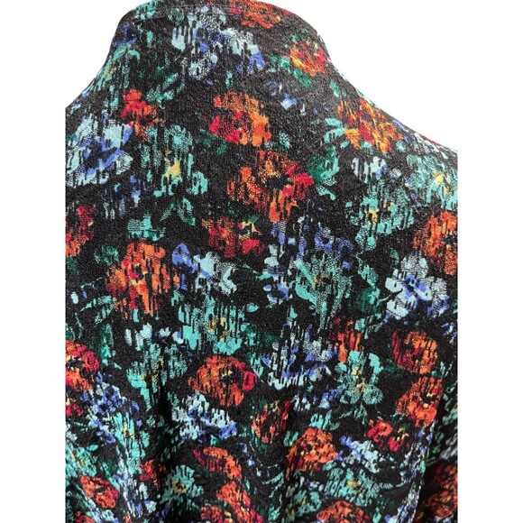 LuaRoe Duster Women's Size Large Black Multicolor Floral Long Sleeve - Picture 4 of 6